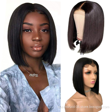 Short Bob Wig Human Hair 4x4 Glueless Straight Bob Lace Front Wigs  Brazilian Virgin Lace Closure wigs For Women Natural Color
